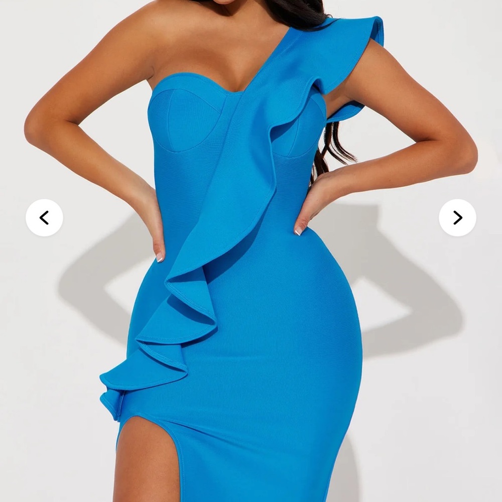 Fashion Nova Vibrant Blue One-Shoulder Dress - Picture 3 of 3